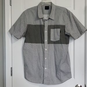 Oakley Men's Gray Patterned Short Sleeve Shirt Button Up Sz L